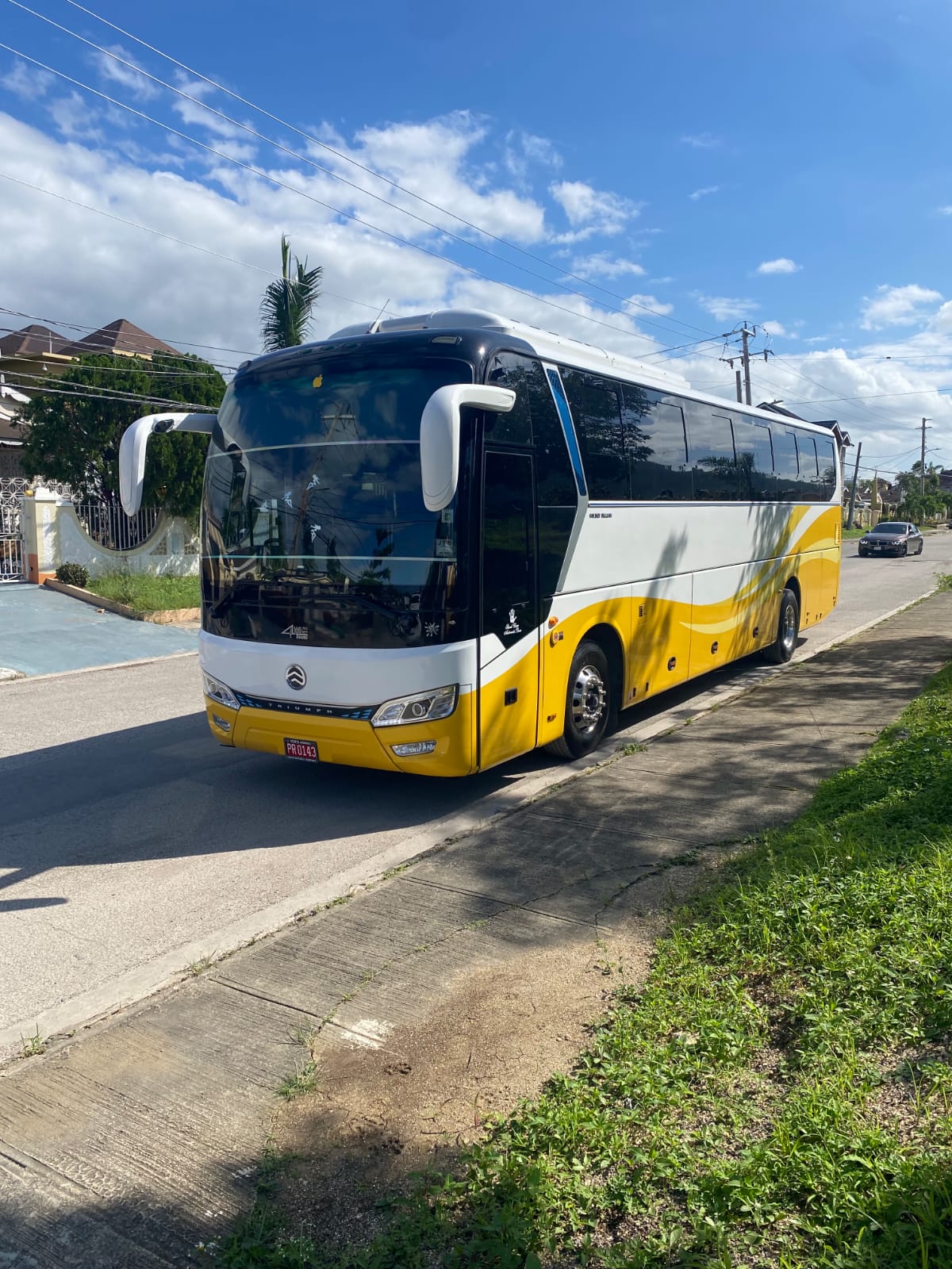 Coach bus for large group transportation in Jamaica