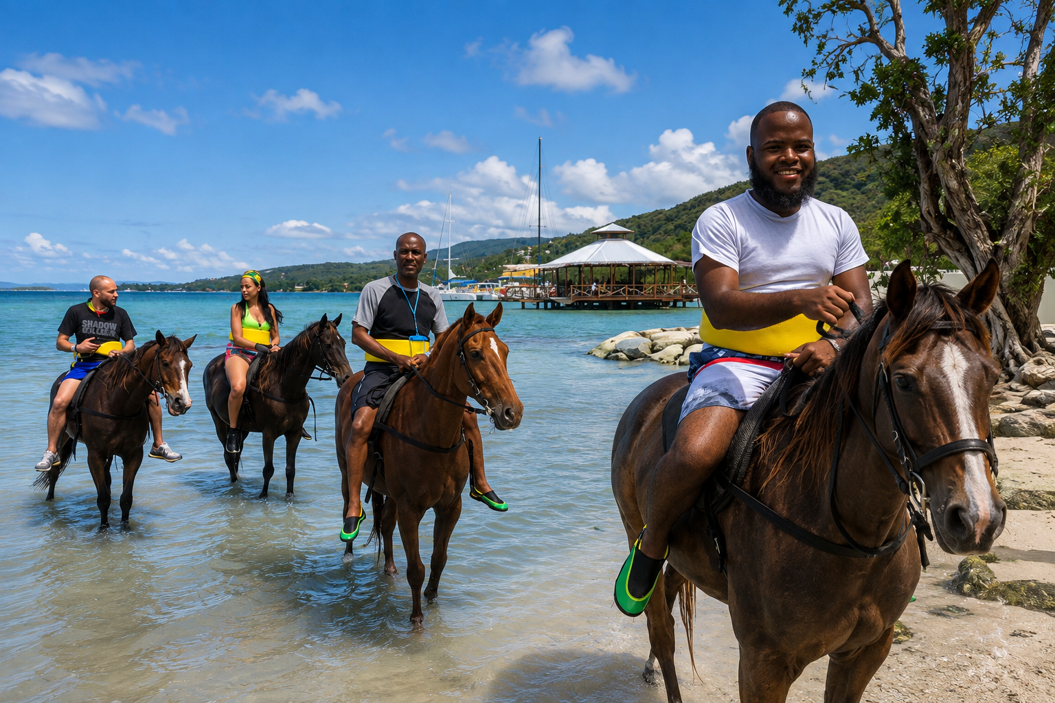 Horseback riding and swim from Falmouth Cruise Port