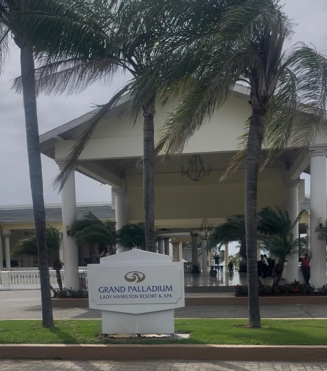 Grand Palladium Lady Hamilton airport transfer vehicle at the resort in Point Lucea, Jamaica